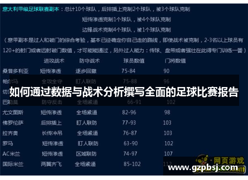 如何通过数据与战术分析撰写全面的足球比赛报告